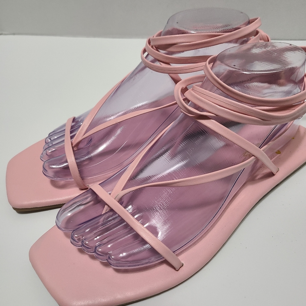Aisya Light Pink Lace-Up Flat‎ Sandals - Picture 3 of 7